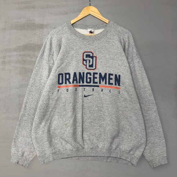 Vintage Nike Syracuse Orangemen Center Swoosh Grey 90s Sweatshirt XL - Picture 1 of 8